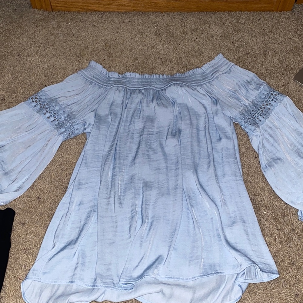 cute flowy off the shoulder shirt